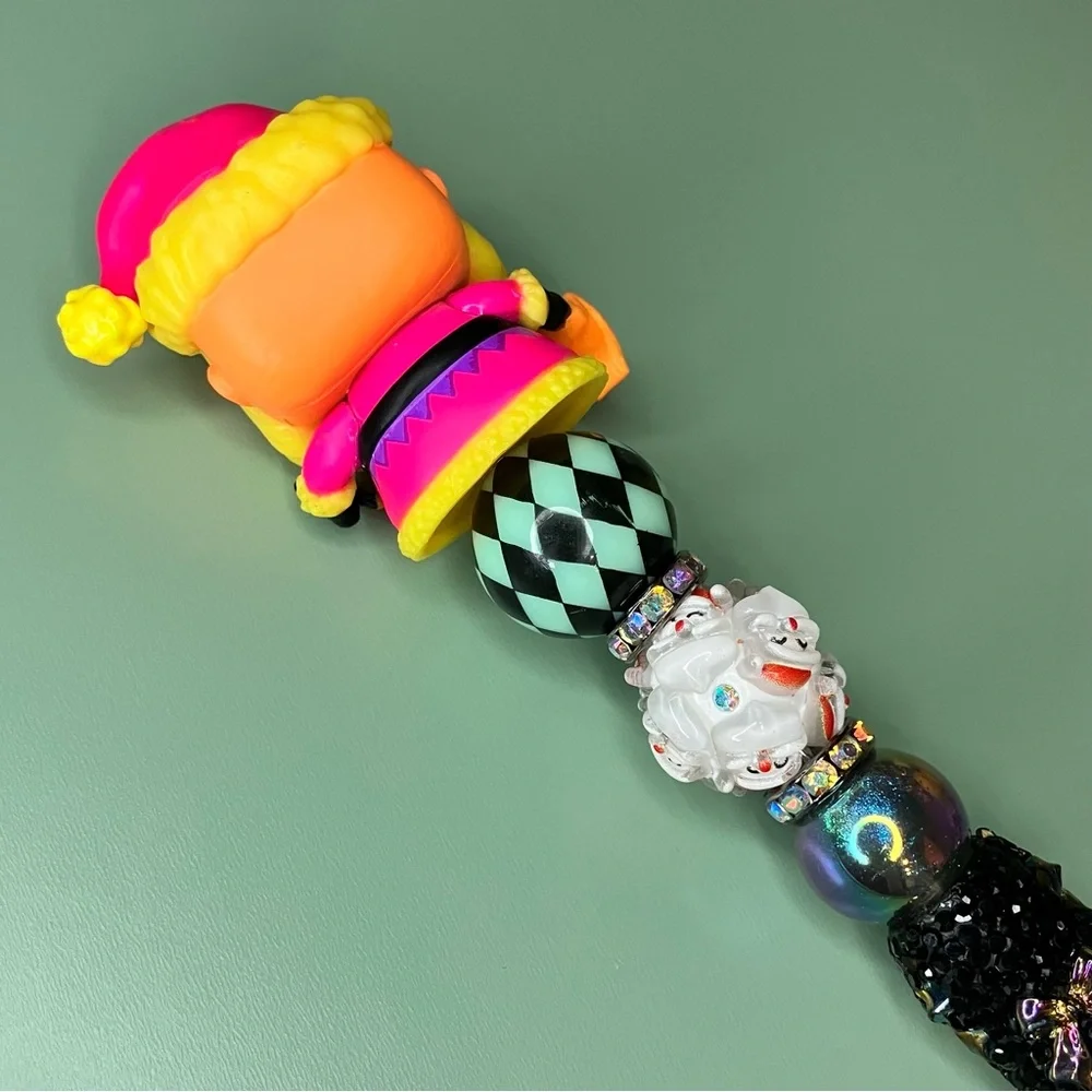 Neon Santa with his Naughty & Nice List Handmade Beaded Pen